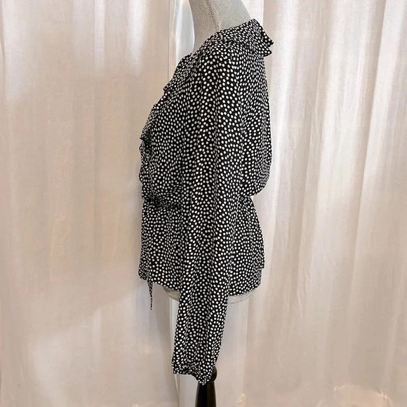 MAX STUDIO Ruffled Polka Dot Blouse Elastic Waist Bow  Tie, Size L - Picture 4 of 11